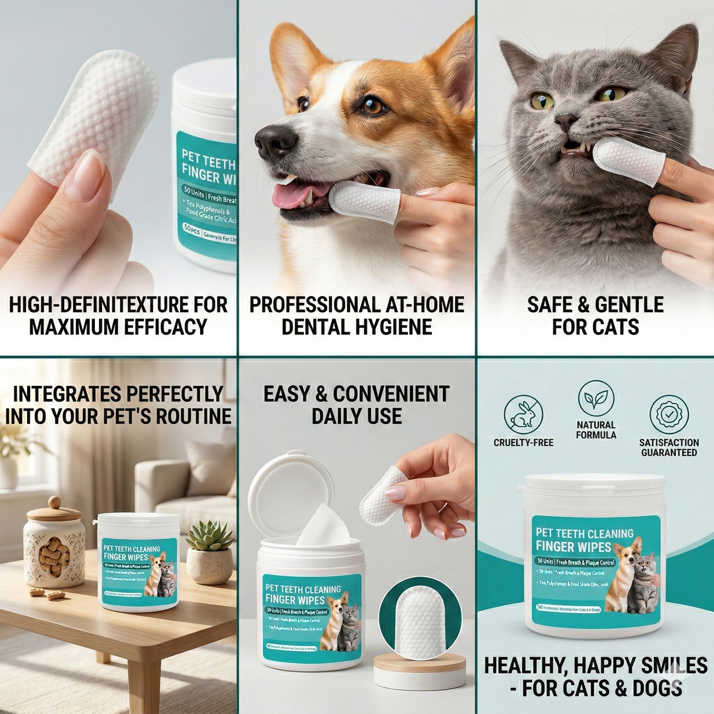 Pet Dental Finger Brush - Remove Plaque & Freshen Breath